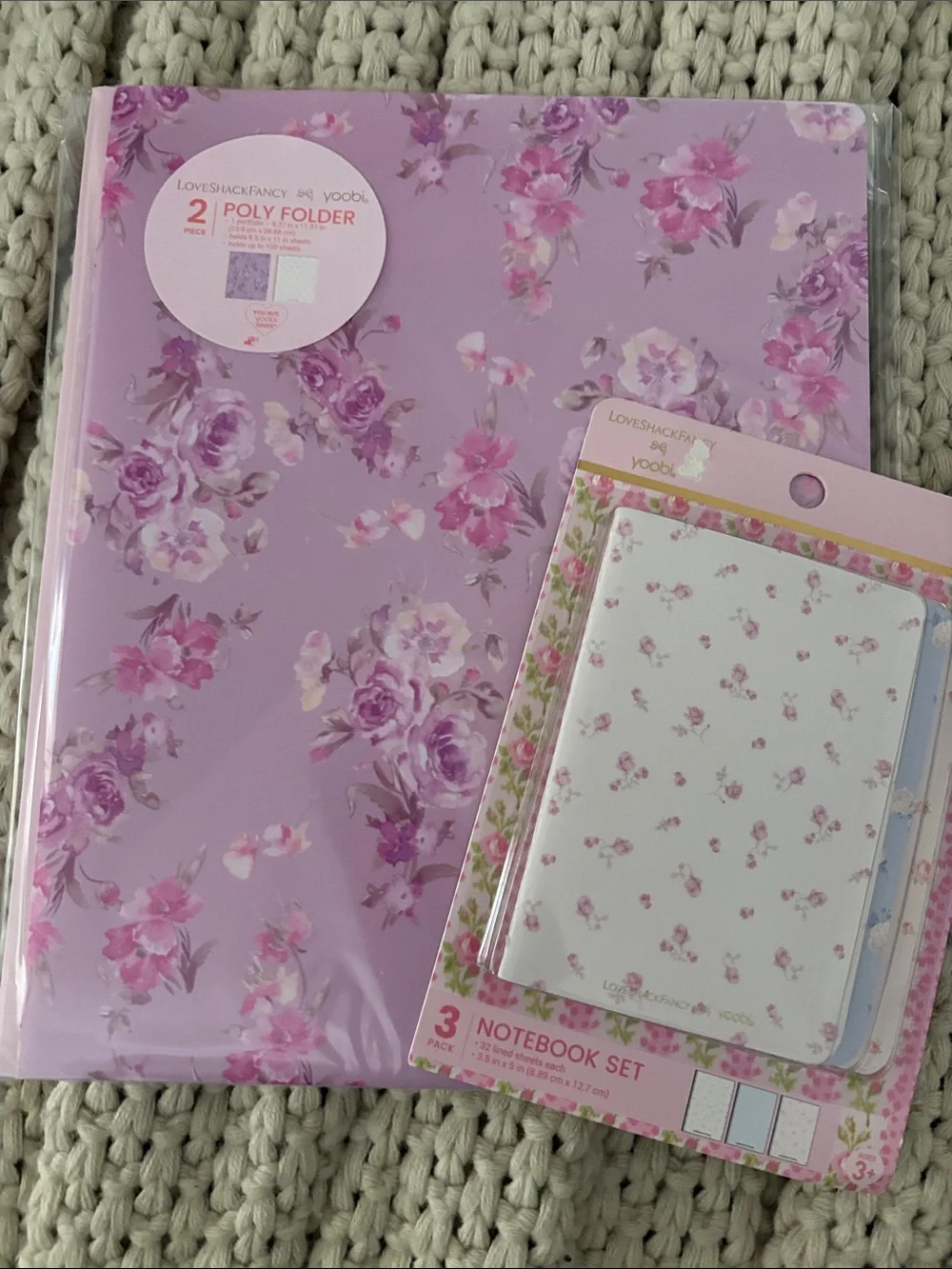 LoveShackFancy Lavender Floral Poly Folder & Notebook Set